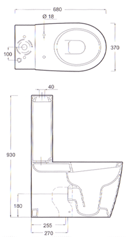 Toilettes Ceramica Esedra Bull